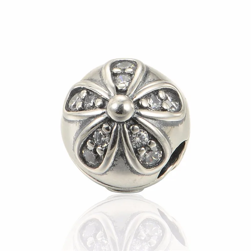 

Silver 925 Daisy Flower Clip Fashion Charms Fit Pan Bracelets & Necklace For Women Diy Jewelry Making Gifts