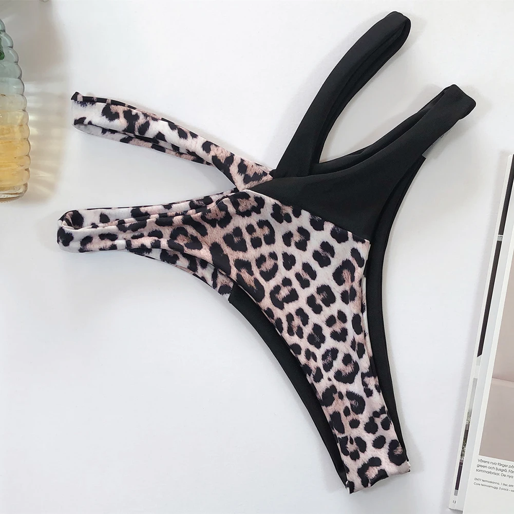 

Sexy Leopard Women Bra Set Underwear Bra Brief Set Women Summer Sexy Swimsuit Leopard Color Block Bra Bandage Briefs Bikini Set