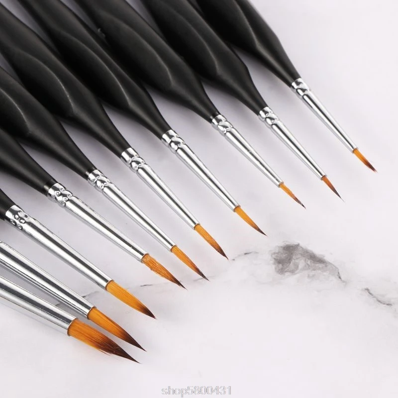 

10pcs/set Professional Fine Detail Painting Miniature Brush for Hool Line Acrylic Watercolor Oil Drawing N16 20 Dropshipping