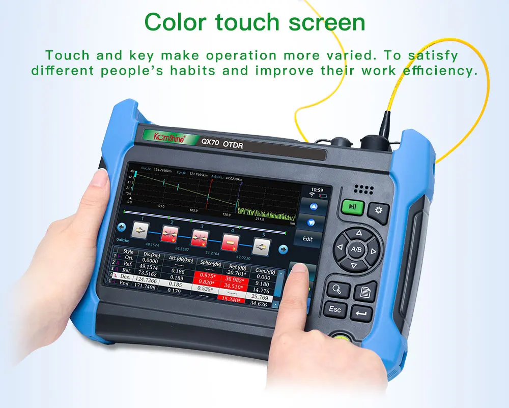 Комшайн QX70-MS OTDR тестер 4 длины волн SM&ampMM 850/1300нм+1310/1550нм 24/28/32/30дБ с разъемами SC FC LC на.