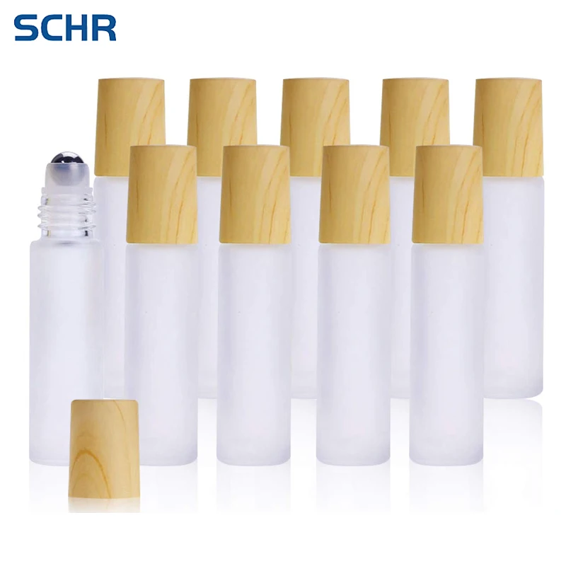 

10ml Essential Oil Roller Bottles Frosted Glass Roller Bottles with Stainless Steel Roller Balls for Essential Oil Sample Bottle