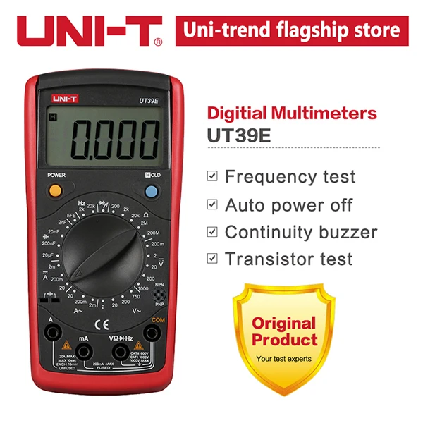 UT39E UNI-T ручной Диапазон Цифровой мультиметр UT39A/B/C/E UNI T мультитестер Конденсатор Транзистор тестер DC AC Вольт Частотомер - Цвет: UT39E