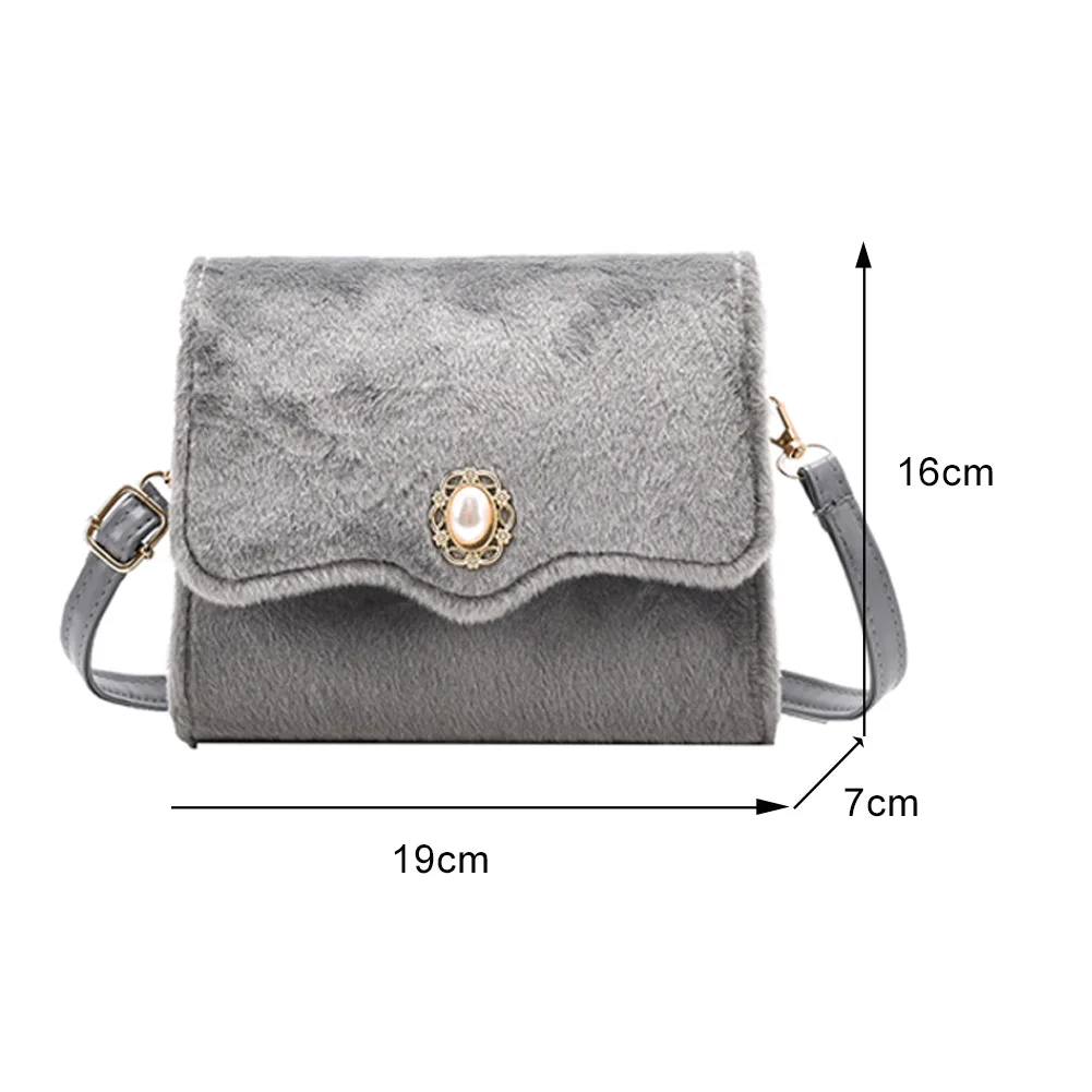 

Women Fashion Solid Color Pearl Hasp Top-handle Bag Elegant Lady Plush Splicing Shoulder Crossbody Purse Simple Travel Handbags