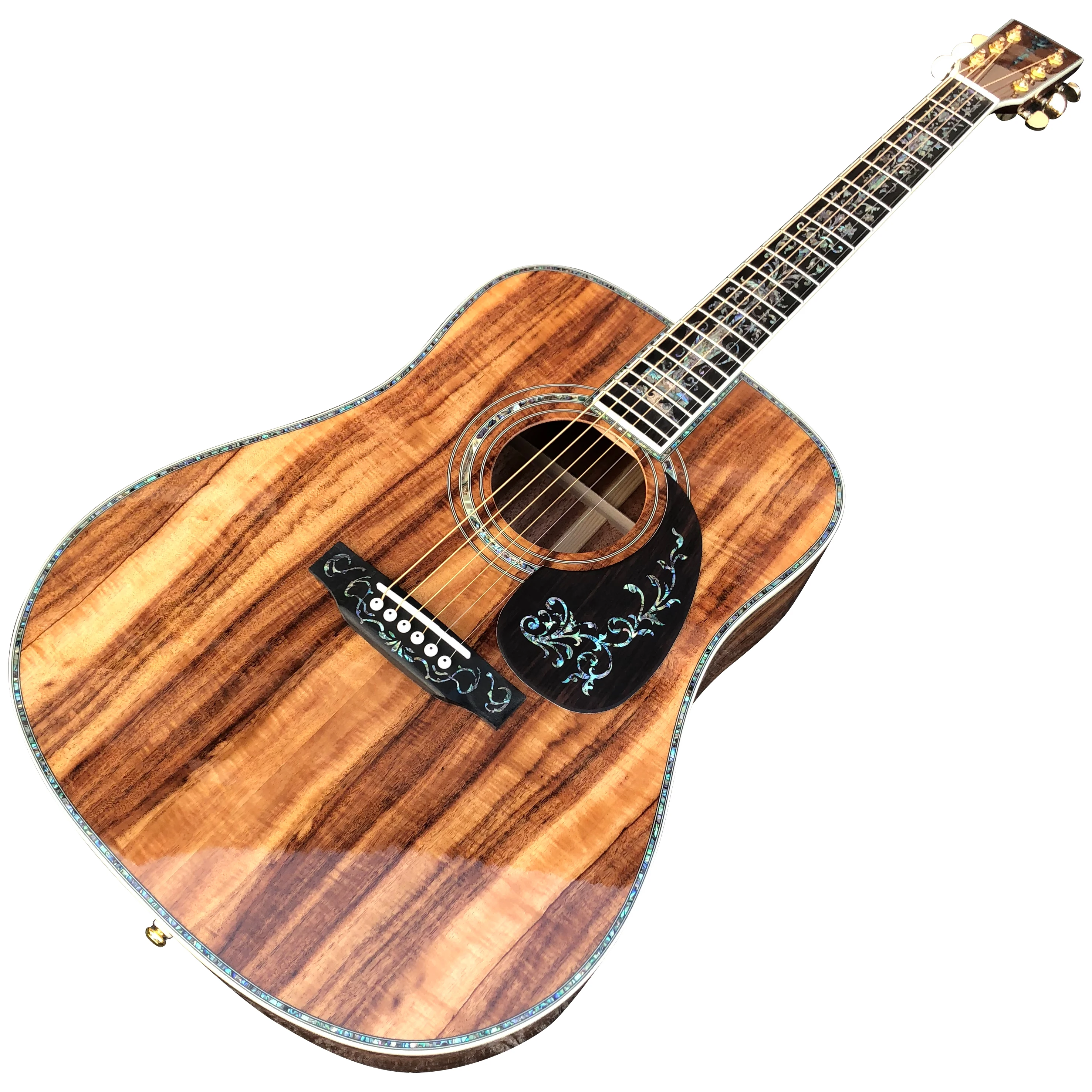 

Полностью деревянная акустическая гитара Koa, настоящий Абалон, 41 дюйм, стиль D, гитара, черное дерево, фингерборд