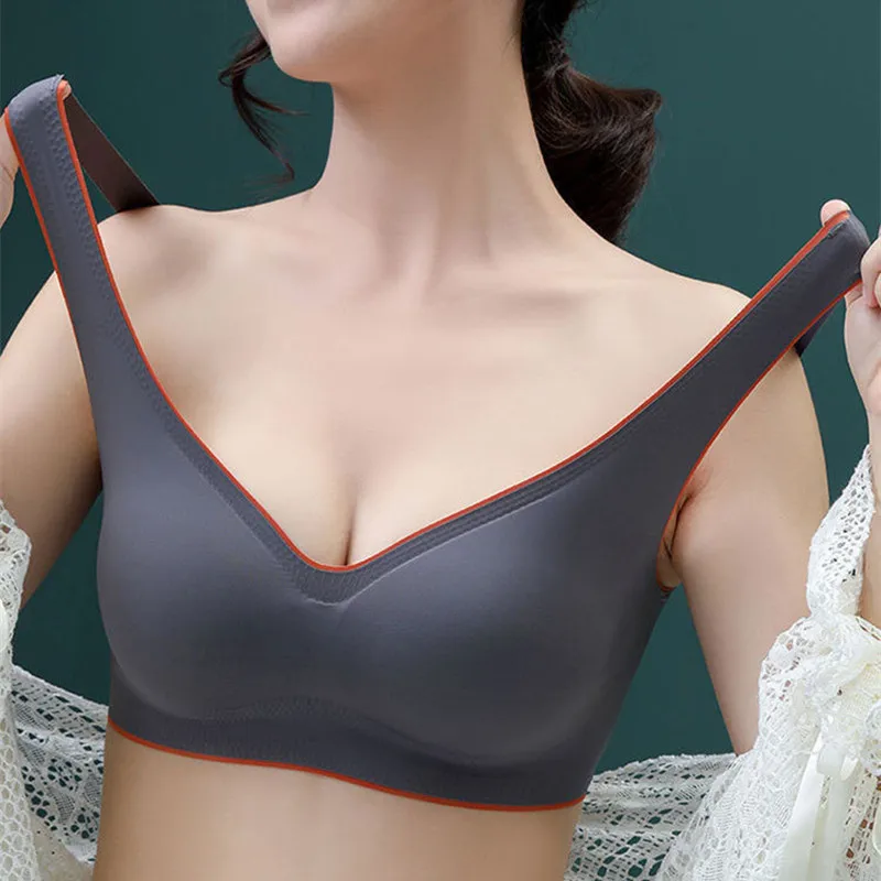 

Seamless Women Latex Bra Shock-proof Sports Bra Push Up Yoga Tops Gym Fitness Cooling Tank Tops Soft Sleep Gathered Underwear