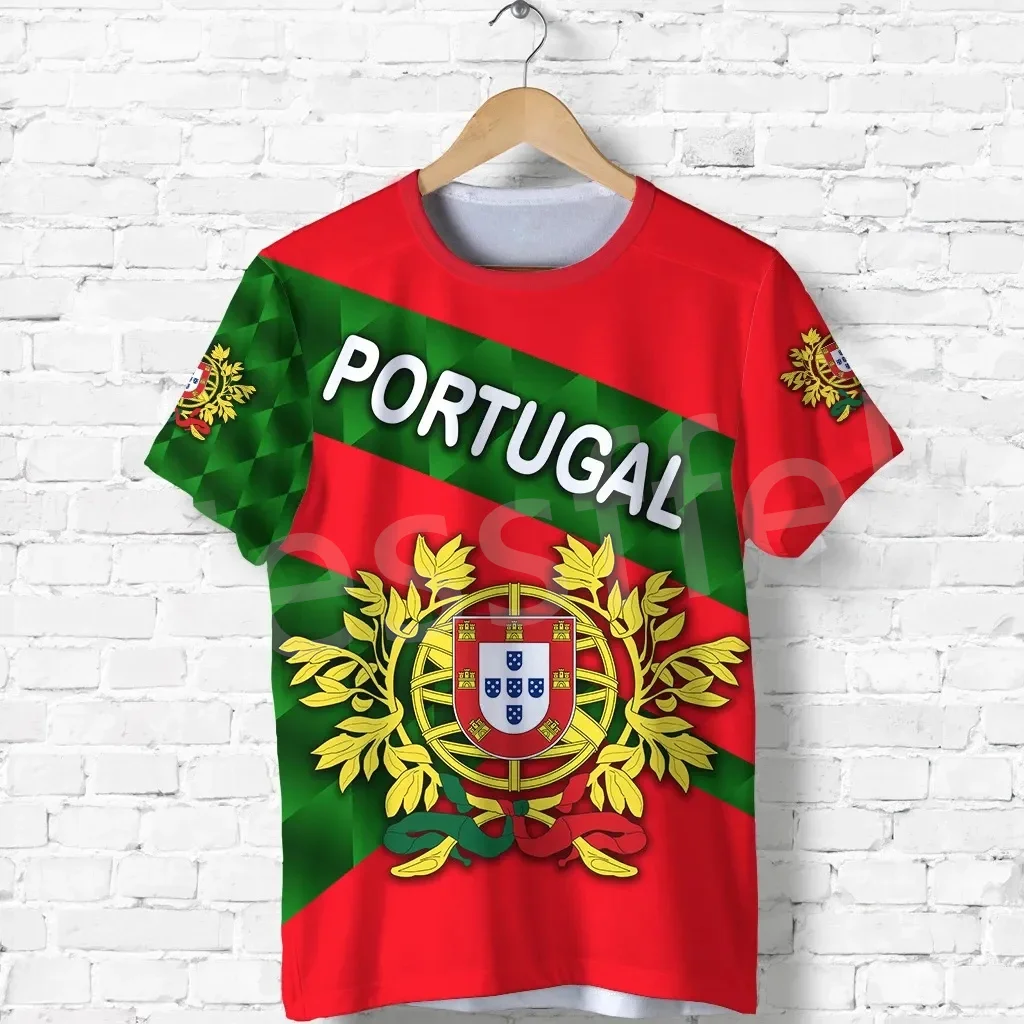 

Tessffel New Brand Country Portugal Flag Symbol NewFashion 3DPrint Summer Casual Unisex Tee Shorts Sleeve T-Shirts Men/Women A1