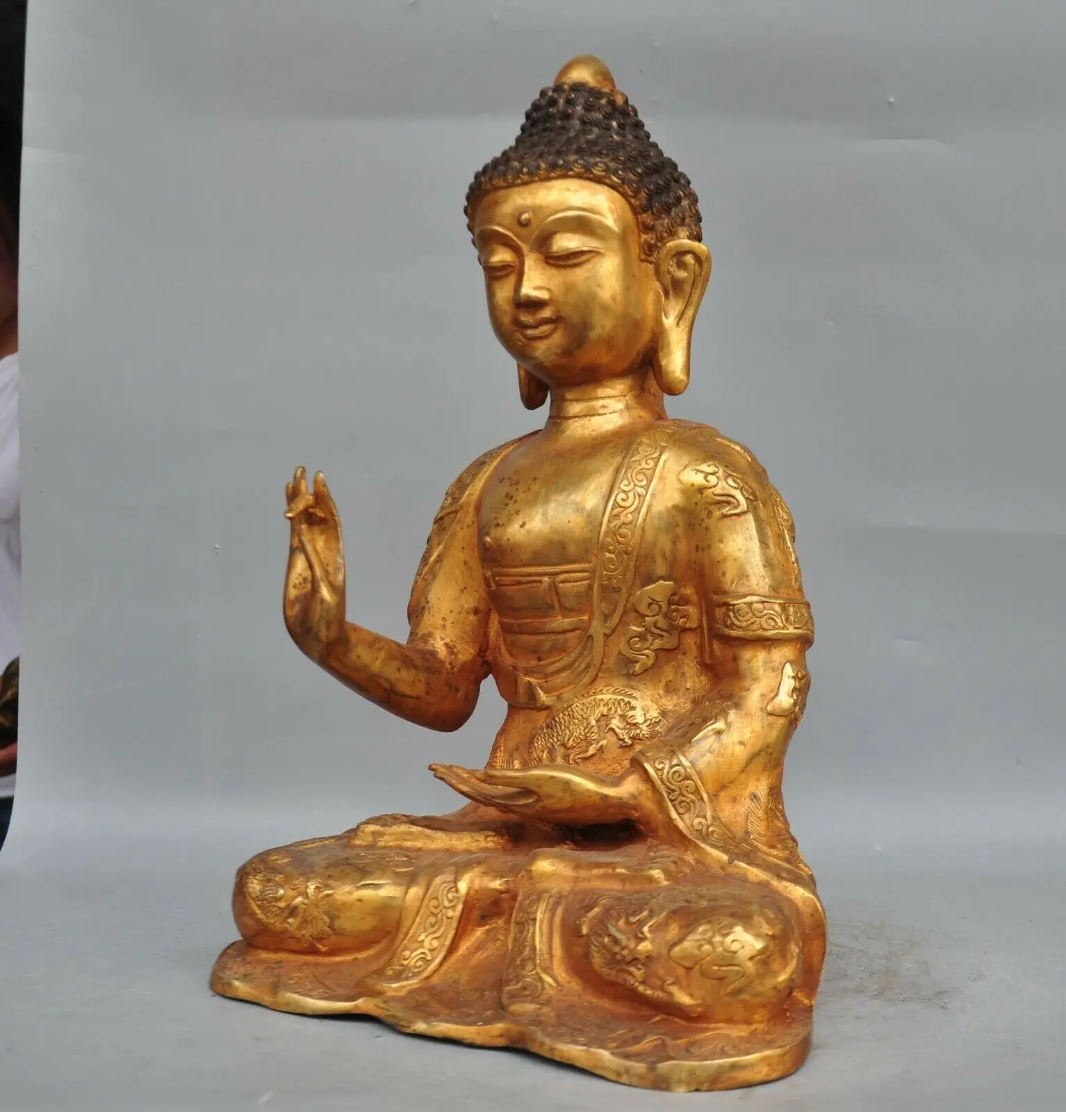 

wedding decoration Tibet Buddhism bronze Gilt Sakyamuni Shakyamuni Shakya Mani Buddha Robe statue