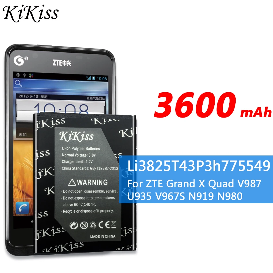3600 мАч аккумулятор большой емкости для ZTE Grand X Quad V987 U935 V967s мобильный телефон