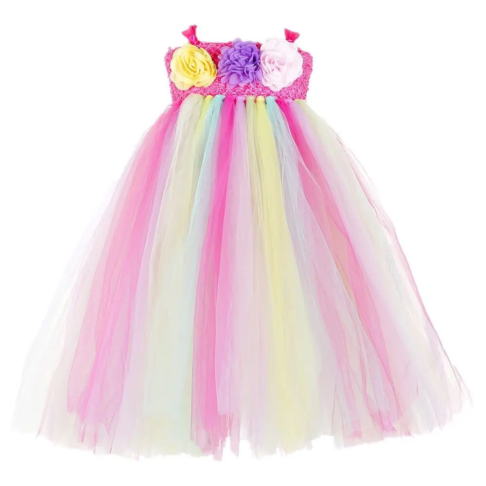 Радужная юбка-пачка для маленьких девочек Розовое платье с юбкой-пачкой