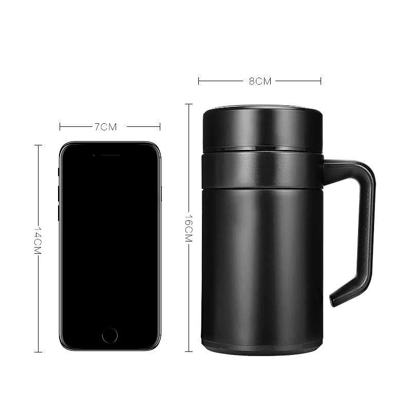 

420ml Stainless Steel Coffee Mugs Thermos Insulation Water Bottle Cups Drinkware With Handle Lid Travel Tea Mug for Office