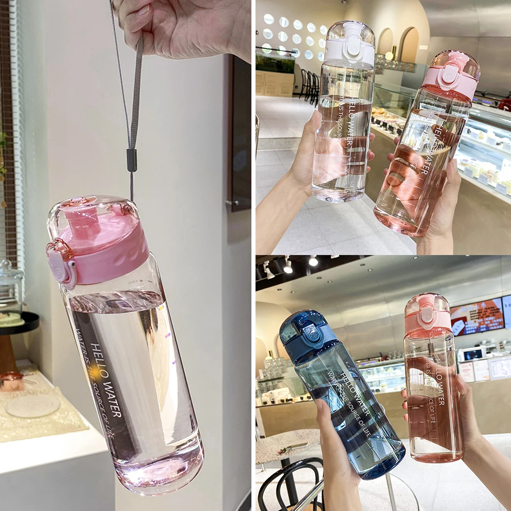 

780ml Water Cup Bottle with Straw Lid Sport Plastic Water Bottle Portable Water Student Drinking Cup Sport Outdoor With Handle