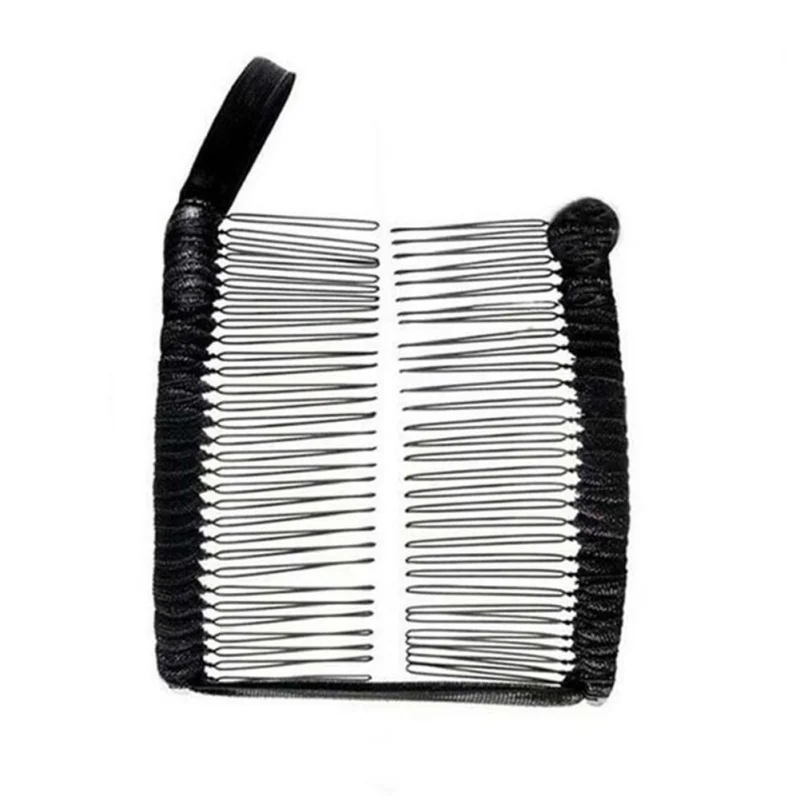 Серебристый Banana Hair Clip Double Comb For Thick Curly Kinky Hair Soft Comfortable Stretch Banana Clip - Цвет: Серебристый