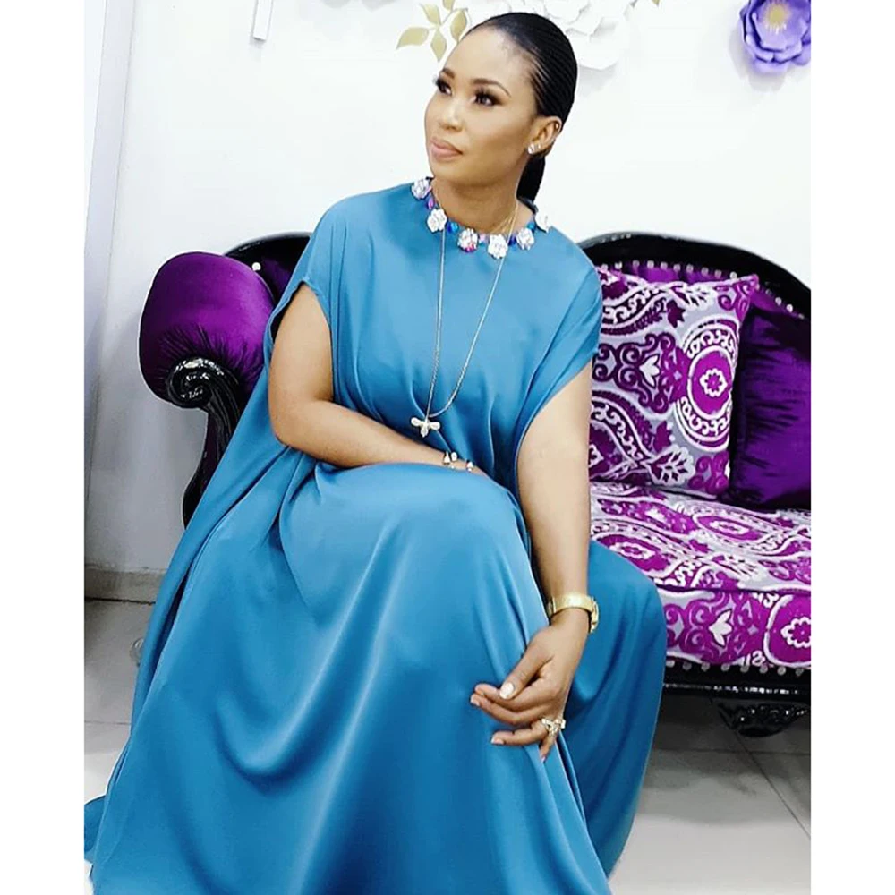 

African Dresses For Women Muslim Fashion New Abayas Dubai Turkey Dress Applique Islamic Clothing Femme Solid Robe Elegant