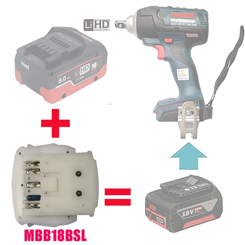 

Адаптер-переходник MBB18BSL, используется литий-ионная батарея Metabo 18 в для инструмента для литиевых батарей BOSCH