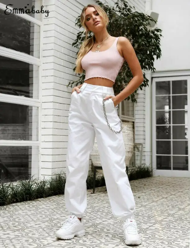 Женские шаровары в стиле милитари повседневные хлопковые свободные длинные