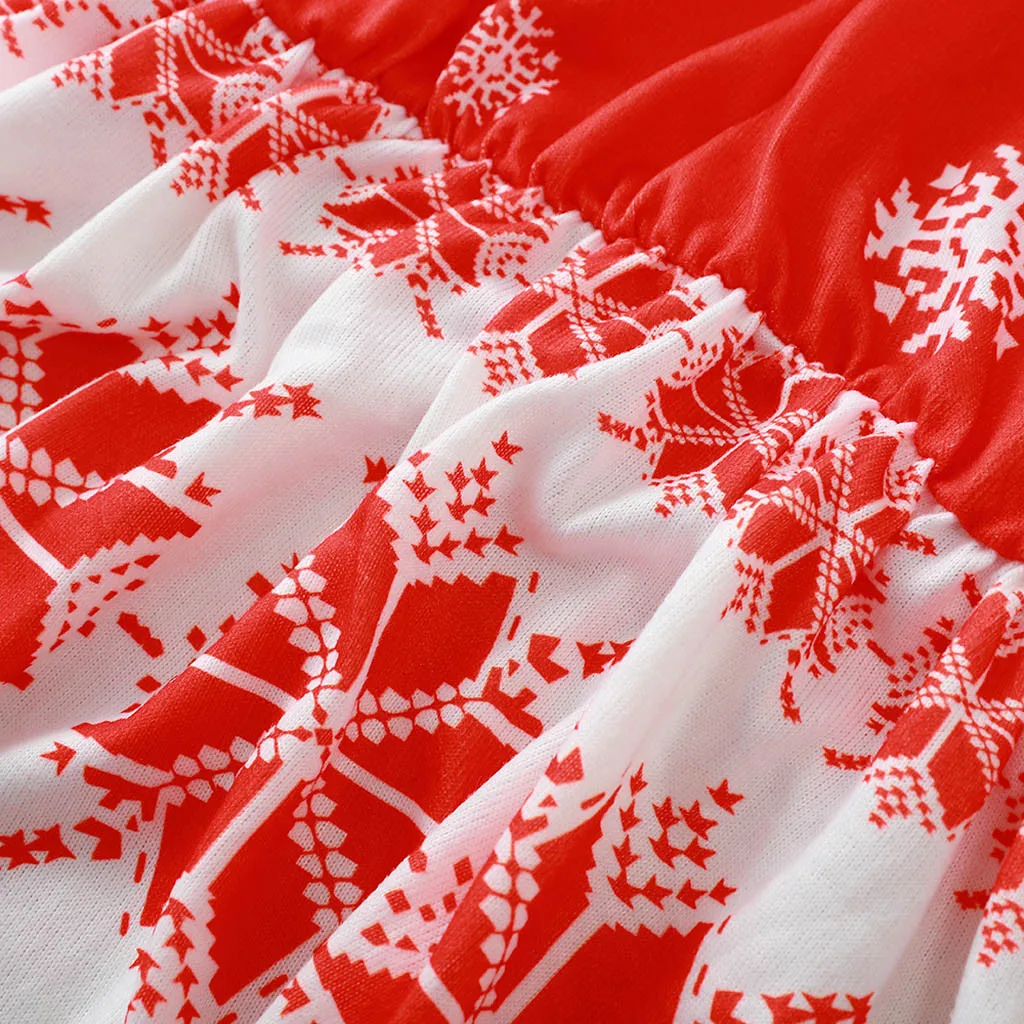 Рождественское платье женское модное с О-образным вырезом и принтом снежинки