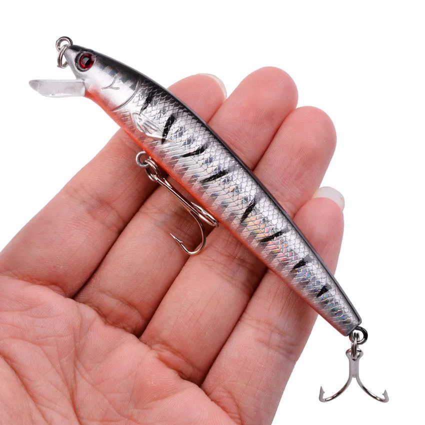 

10PC Minnow Fishing Lure Laser Hard Artificial Bait 3D Eyes Fishing Wobblers Pike Carp Bait Crankbaits Fishing Tackle 8.5g 9.5cm