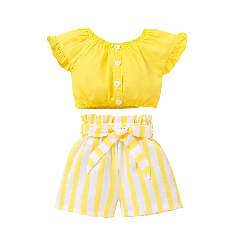 

Kids Girls Baby's Children's Sets Suit Kid Long Sleeve Cute Yellow Set Baby Girl Pants Baby Girl Clothes Summer