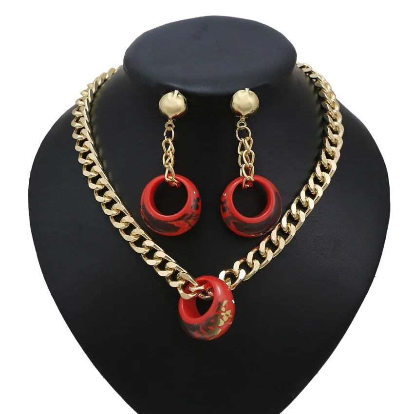 

High Quality Colorful Stainless Steel Resin Jewelry Set The Price Is Close To The People Deeply Loved BY Women Jewelry Sets
