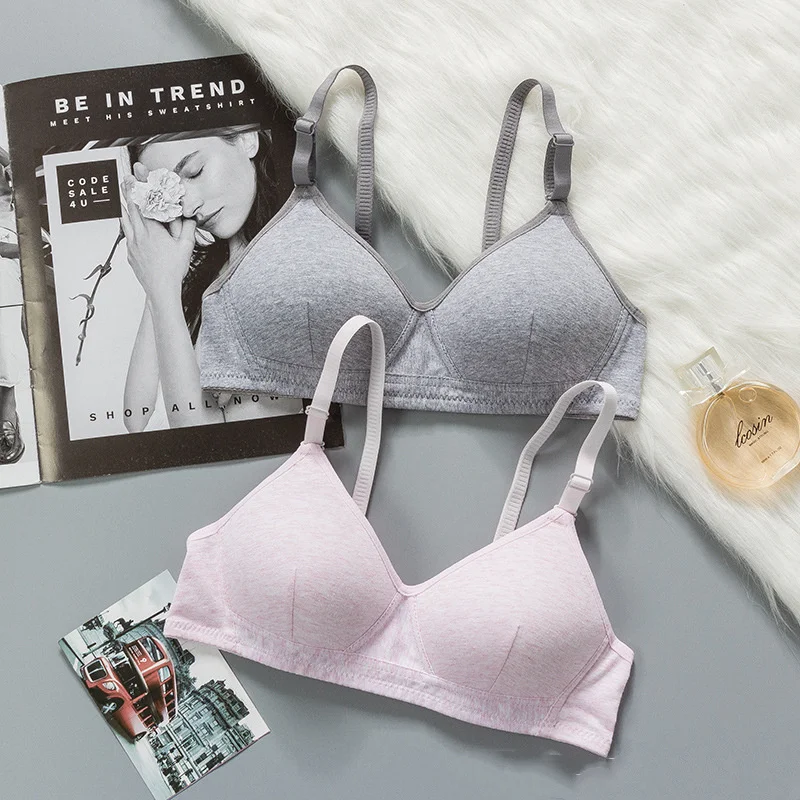 Новый тонкий хлопковый бюстгальтер для девушек без стальных колец молодежное
