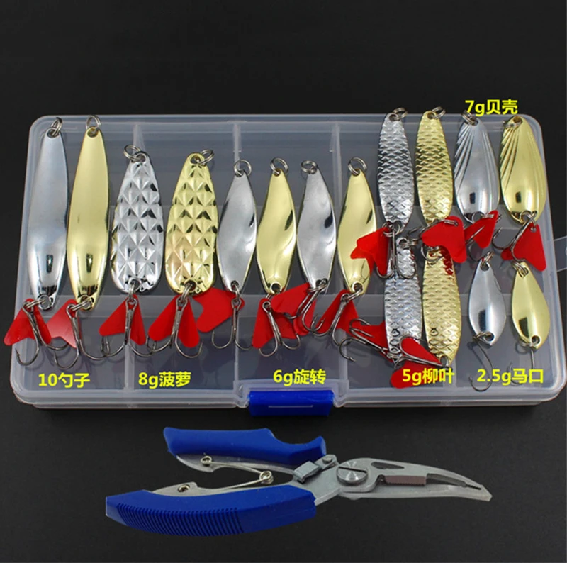 Набор рыболовных приманок металлическая приманка ложка плоскогубцы захват