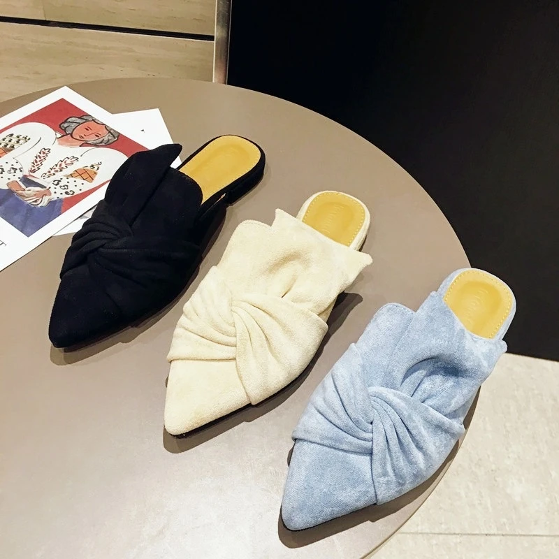 

Women's Half Slippers 2021 Early Spring New Outdoor Elegant Flat Internet Celebrity Closed Toe Slip-on Lazy Shoes