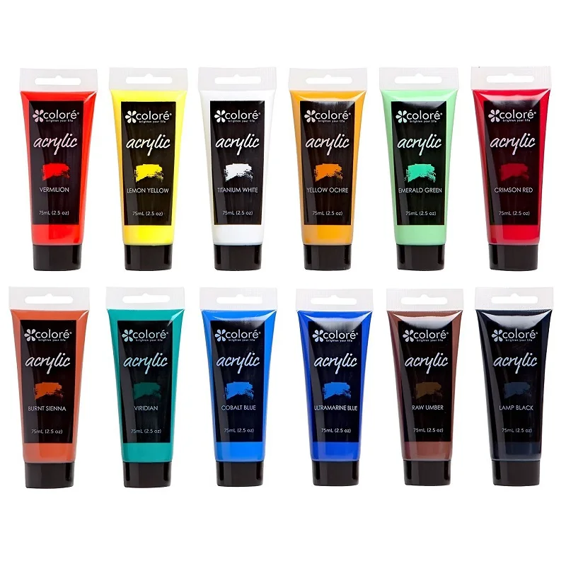 

12 Colors 75ml/Bottle Acrylic Paint Set For Hand-painted Graffiti DIY Wall/Fluid Painting Creation Art Supplies