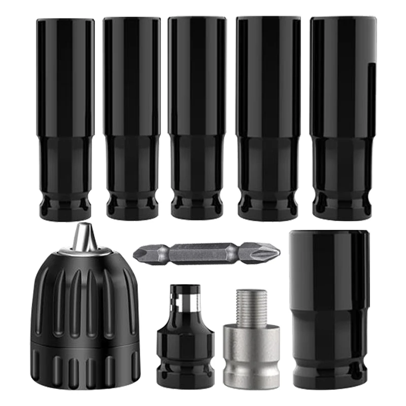 

10pcs Electric Impact Wrench Hexs Socket Head Set Kit Drill Chuck Drive Adapter Set for Electric Drill Wrench Screwdrivers