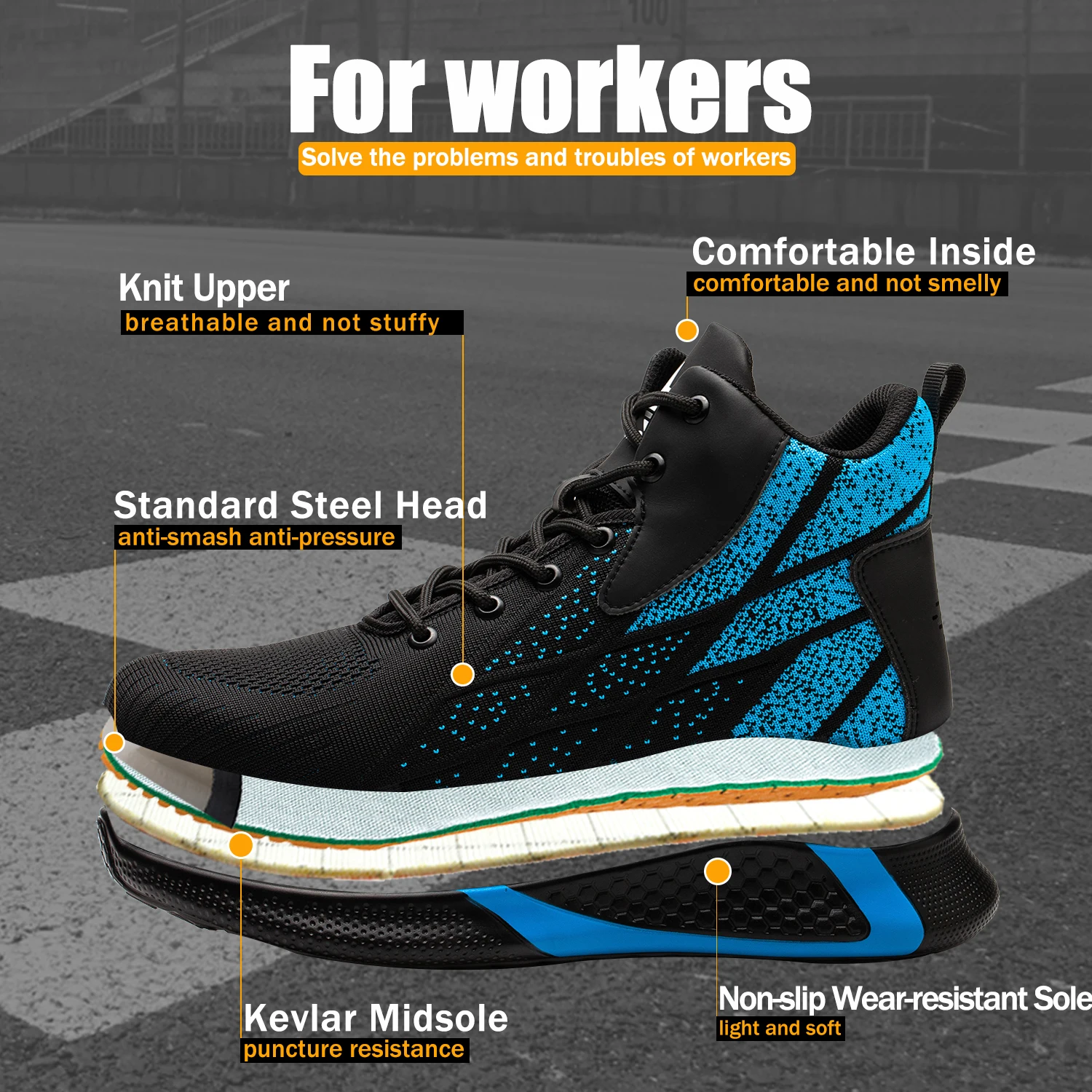 Winter Snow Ankle Boots Protected Steel Toe Shoes Men's Work Industrial Safety Boot Male Sneakers Lightweight Platform Shoes