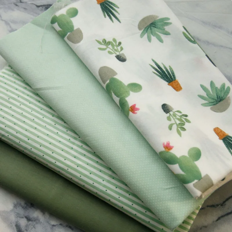 Северный Европейский Стиль зеленая ткань с волнистым КАКТУСОМ чистый хлопок