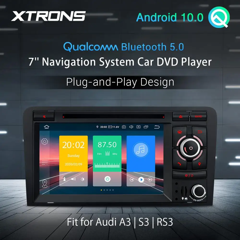 XTRONS Android 10 0 Qualcomm Bluetooth 5 автомобильный стерео DVD мультимедийный плеер для Audi A3 8P S3 RS3