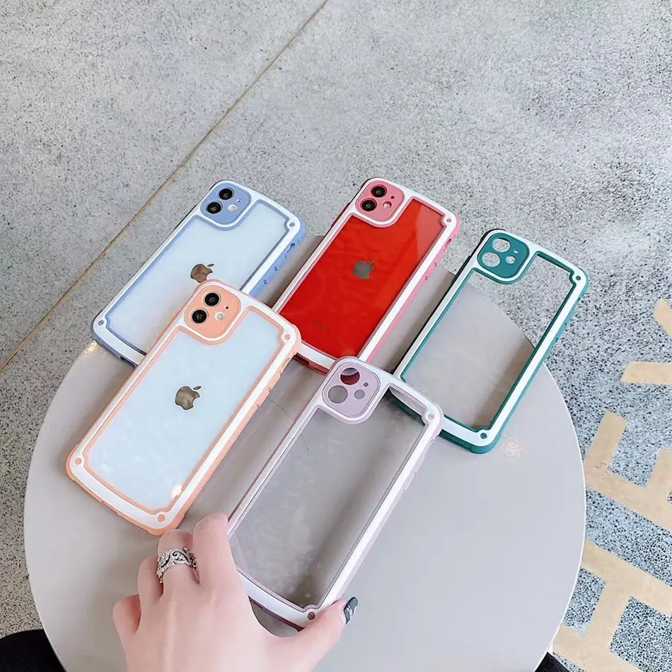 Зеркальный чехол для камеры IPhone 11 Pro Max, силиконовый пластиковый прозрачный чехол конфетного цвета для IPhone SE 2020 XR XS Max 7 8 Plus, коробка (art.: 3a397ee9878) - 3a397ee9878