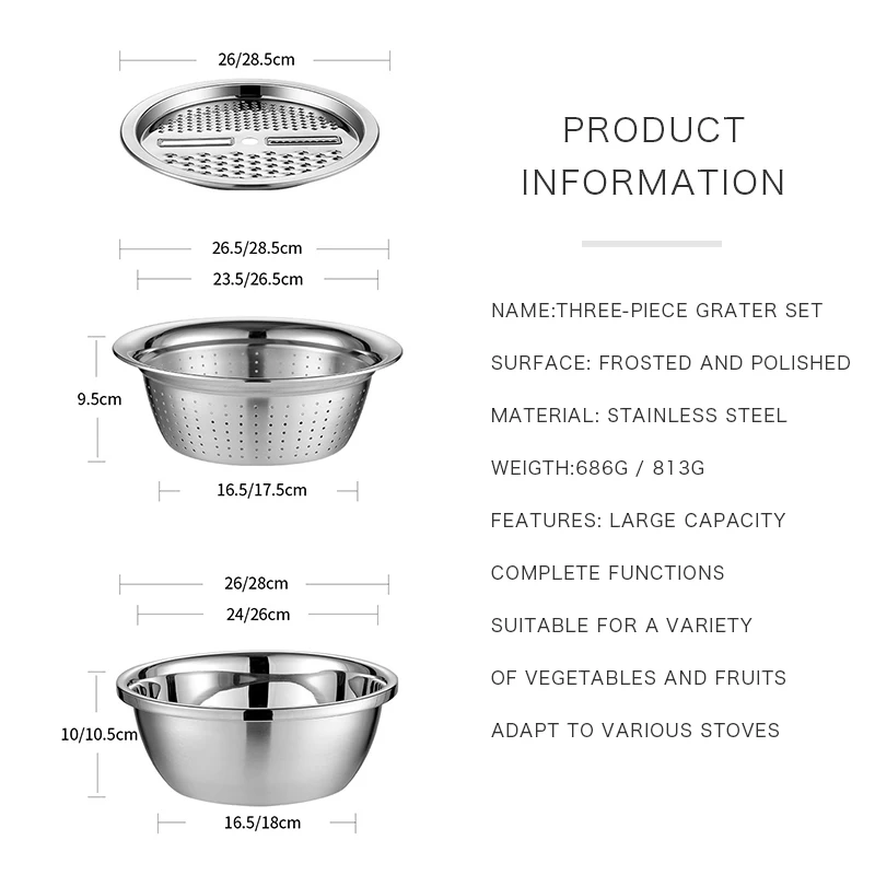 3 шт./набор Многофункциональные кухонные терки для овощей фруктов салатницы