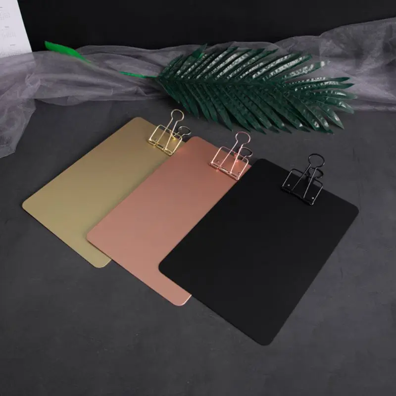 

Metal Clipboard Writing Pad File Folders Document Holder School Office Stationery Supply 3 Colors