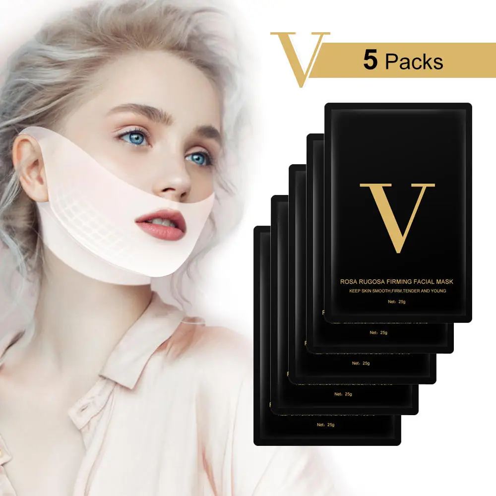5 pieces Маска для подтягивания лица, чудо V форма, маска для похудения, средство для удаления морщин, двойной подбородок, уменьшает подтягивание, бандаж, средство для ухода за кожей - Цвет: 5 pieces