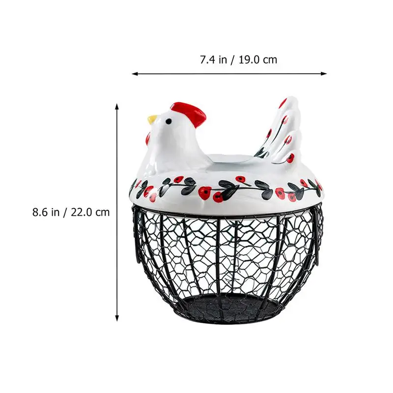 

Iron Art Eggs Basket Chicken Shape Storage Basket Food Vegetable Egg Holder Kitchen Storage Organzier Container Rack Basket