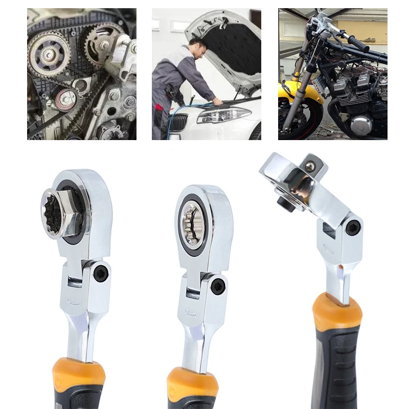 

5Pcs/Set 72T Ratchet Wrench Set 1/4" 3/8" 1/2" Metric Quick Sleeve Joint 180 Rotating Socket Spanner Repair Tools Accessories