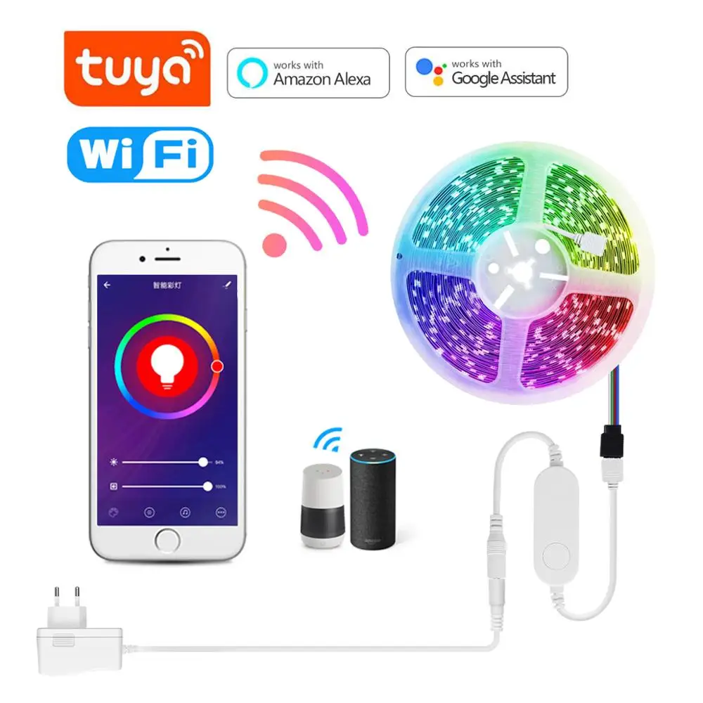 Tuya Smart WI FI светодиодные полосы огни RGB приложение Управление умная лампа лента