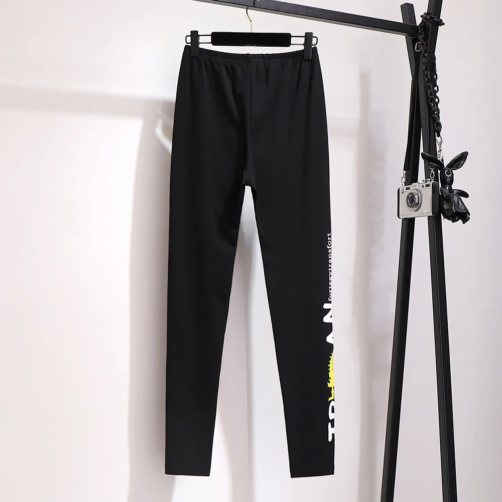 Женские спортивные брюки-карандаш большие повседневные облегающие черные