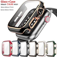 360 full screen protector bumper frame matte hard case for apple watch 42444145mm cover tempered glass film iwatch 76se54