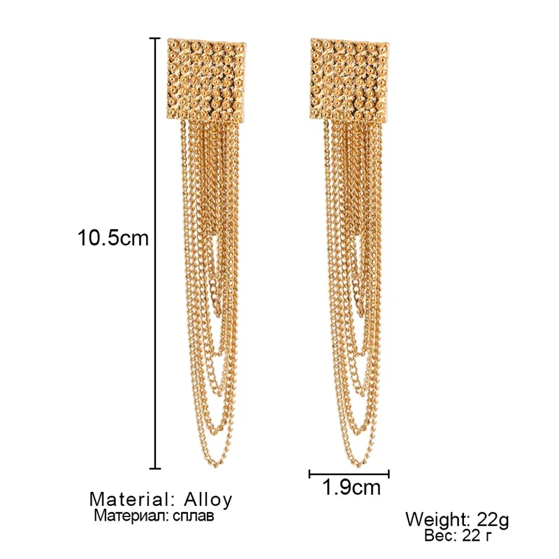 SOUQ New Geometric Charm Drop Earrings Long Crystal Tassel Chain Shiny Zircon Dangle Earring For Women Jewelry Gift Brinco | Украшения и