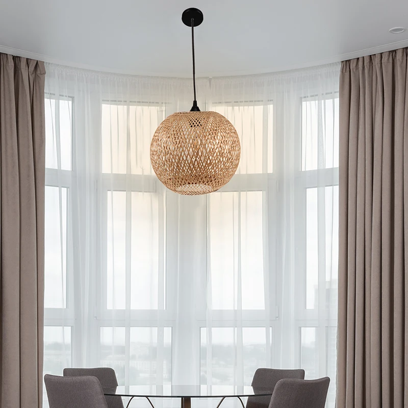 

Modern Bamboo Weaving Pendant lights Living room bedroom decor Weaving Light hand knitted kitchen dining room Ceiling Light
