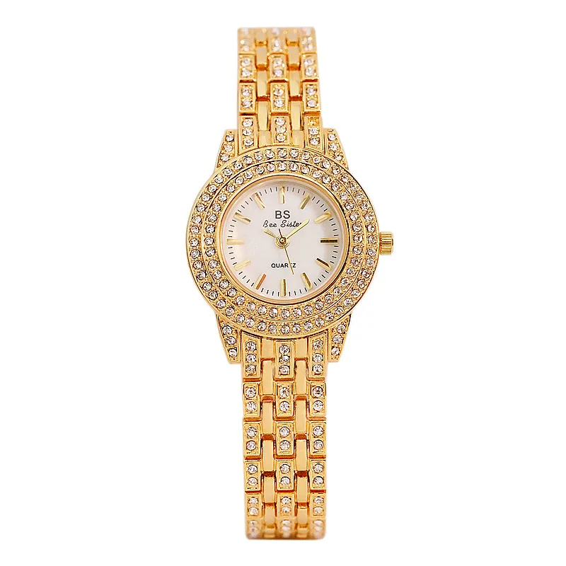 

Bs Bee Sister Dress Luxury Gold Quartz Watch Women Small Dial Crystal Diamond Stainless Waterproof Montre Fa1578 Wrist Watch