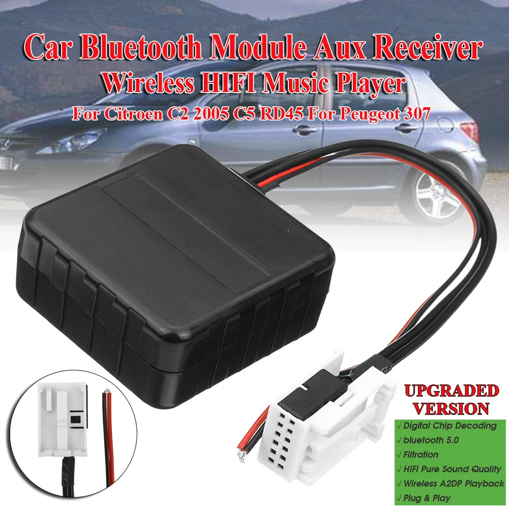 Car bluetooth Module Aux Receiver Cable Wireless HIFI Music Player For Citroen C2 2005 C5 RD45 Peugeot 307 Radio Media | Автомобили и