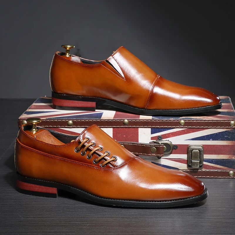 Mens Shoes Large Sizes Italian Social Shoe Male Dress Men Luxury Elegant Party Leather Formal Brown Black Red | Обувь