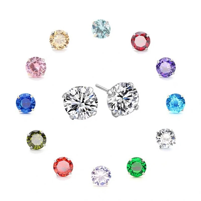 Серьги гвоздики из серебра 925 пробы с кристаллами фианита|Серьги-гвоздики| |