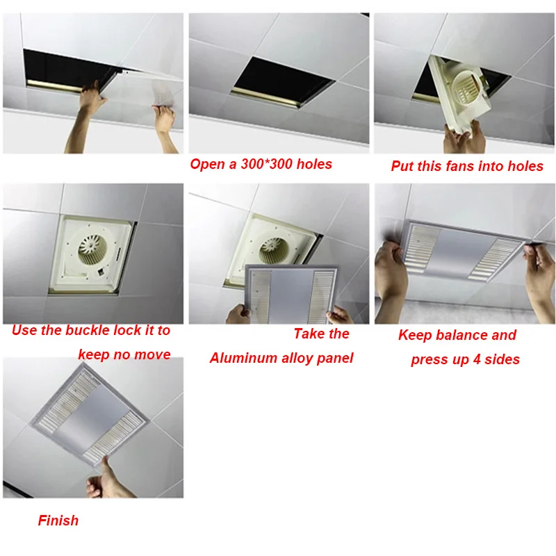 220V 300x300mm 11 8 inch вытяжка для ванной комнаты Вытяжной вентилятор окна Кухня Туалет