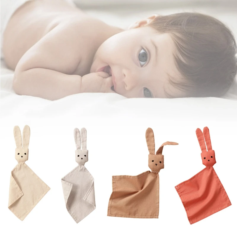 

2023 New Baby Soothe Appease Towel Bib Soft Cotton Linen Rabbit Doll Facecloth Bath Towel Infants Comfort Sleeping Nursing Toy