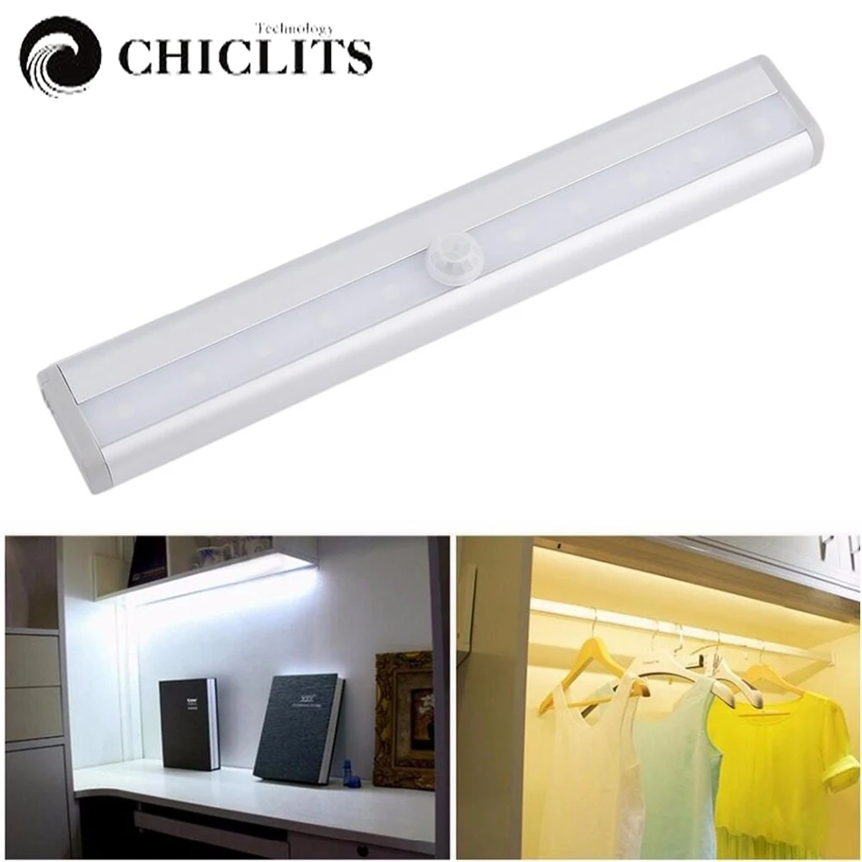 10LED датчик движения шкаф светильник s Автоматический ночной Светильник