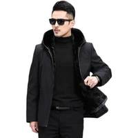 2021 new fashion winter jacket men warm mink fur liner coat male short hooded black parkas man korean clothes chaquetas hombre